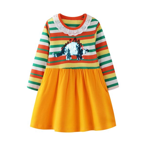 

toddler baby girl long sleeve striped jersey casual dresses, Red;yellow