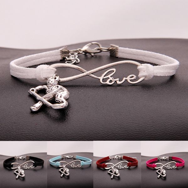 

Fashion ice Hockey Sports charm bracelets women infinity Love Velvet rope warp Bangle For Men s simple Jewelry accessories Bulk