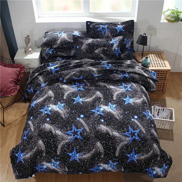 

4pcs/set blue dream galaxy 3d bedding sets printed duvet cover set twin full  king size bed sheet