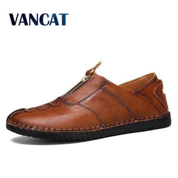 

men's leather casual shoes moccasins handmade men loafers spring new fashion sneakers male boat shoes size 39-48, Black