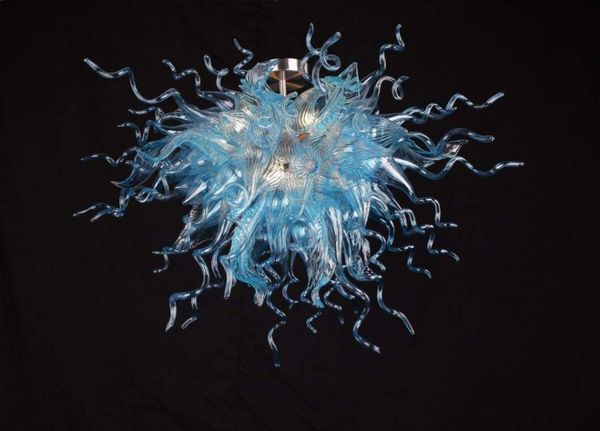 

light blue hand blown murano lamp art pendant lights villa led glass ceiling decor lighting