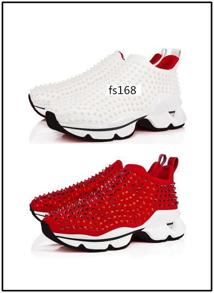 

with box arrival krystal spike sock donna flat sneakers designer mens red bottoms shoes 2, Black