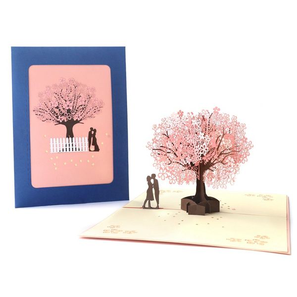

romantic cherry tree 3d greeting cards creative festive party greeting cards personality blessing paper card for christmas