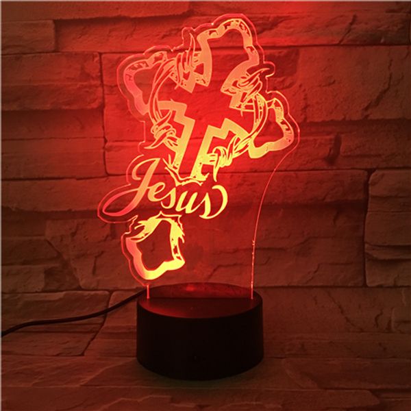 

3d led night light religion christian jesus cross shape 7 color changing 8 models nightlight living room bedside deco table lamp