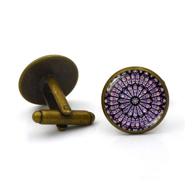 

vintage time gem cufflinks rose window notre dame de paris cuff links french mens cufflinks fashion jewelry christmas gift dhl, Silver