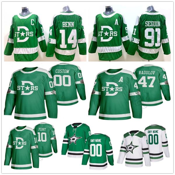 

2020 Winter Classic Dallas Stars Custom Hockey Jersey Corey Perry Joe Pavelski Seguin Jamie Benn Miro Heiskanen Alexander Radulov Ben Bishop, Black;red