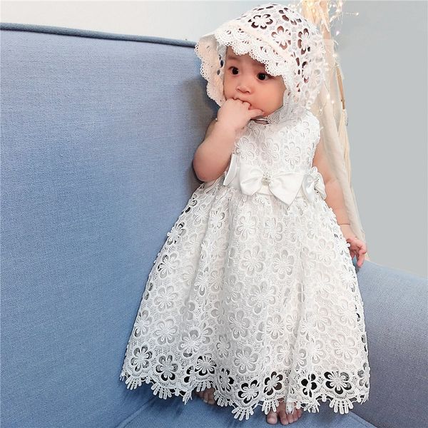 

baptist princess bow dress for lovely baby's first birthday party girl's baby's birthday party holy meal white dress, Red;yellow