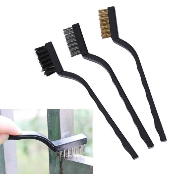 

3pcs/set mini stainless steel remove rust brushes mini brass cleaning polishing detail metal brushes clean tools home kits