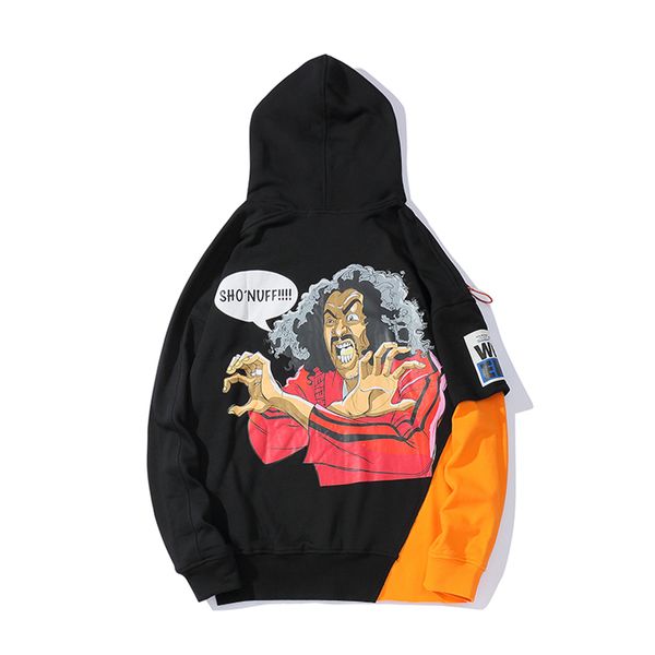 

autumn new pullover hooded sweatshirt men loose stitching funny print hoodie stranger thing pullover sudadera hombre hoodies, Black