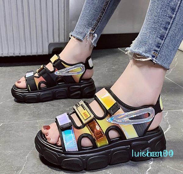 

women sandals platform sandals sandalia feminina summer woman shoes new thick beach wedge sandals casual shoes heel 5cm l30, Black