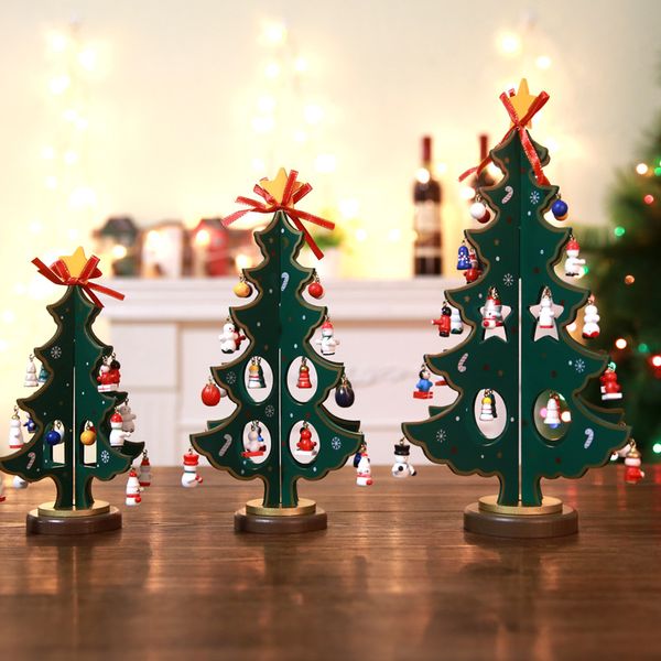 

christmas decoration double layer wooden christmas tree showcase deskcrafts ornaments supplies