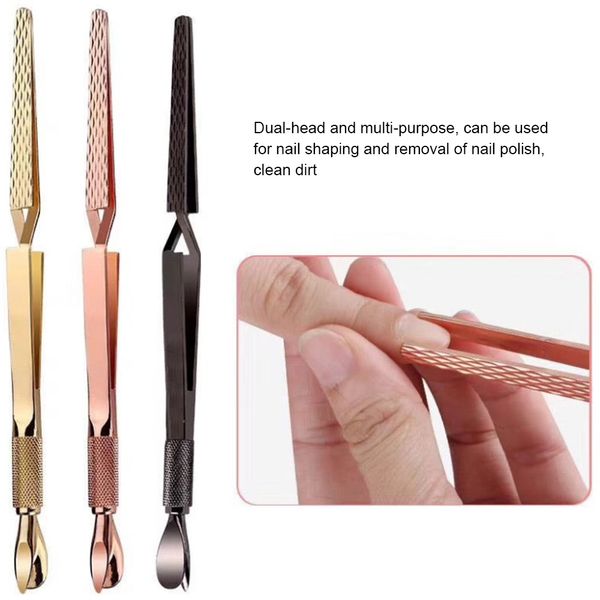 

dual-end nail art shaping tweezers nail cuticle remover multi-function clip uv gel acrylic c curve nipper picking manicure tool