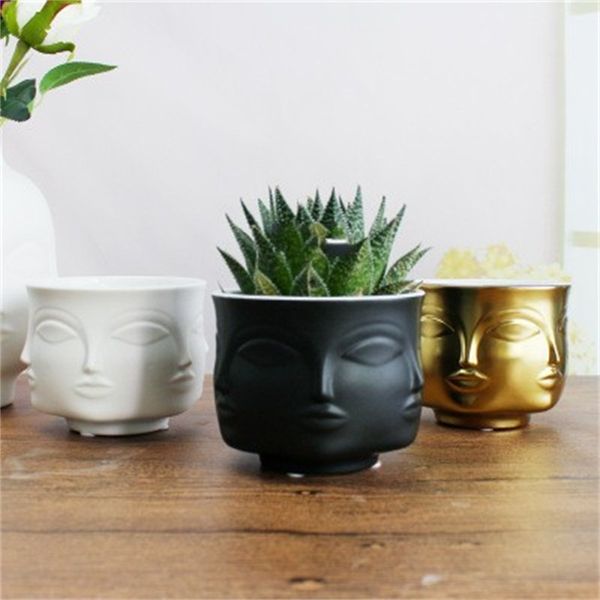

human face flowerpot ceramics floral vase modern succulent plants storage tank home man and women contracted style 15 5slh1