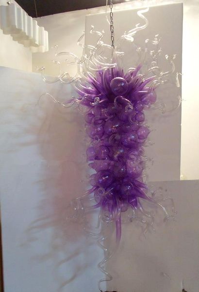 

china purple handmade blown glass chandelier modern art glass hanging led pendant lamps chihuly style customized glass chandelier light
