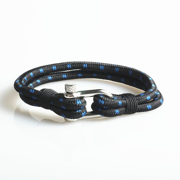 

stainless steel u-shaped buckle bracelets for women jewelry fashion woven nylon rope bracelet, Black