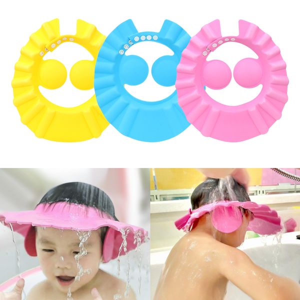 

5pcs bath wash hair cap ear protection children shampoo cap shower caps baby shower shield hat safe soft hat lp74
