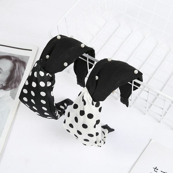 

hair cut style with polka dot fashion headband 36.5g hair bands for women black white gfunx, Black;brown