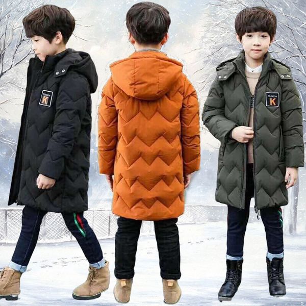 

2019 new boy jacket winter coat fashion hooded thick wadded jackets 4-12t children boys cotton jackets high quality, Blue;gray