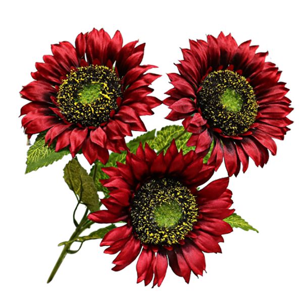 

colorful diy multipurpose silk cloth decorative home artificial flowers lightweight wedding pastoral fake sunflower 3 head