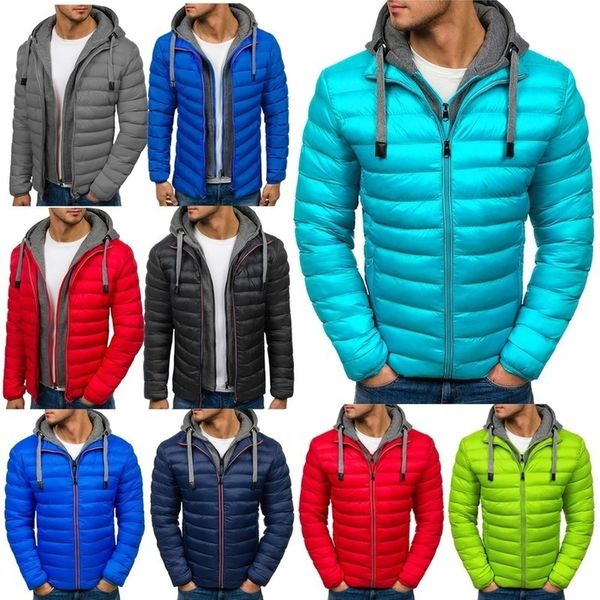 

autumn winter men fashion parkas men cotton hooded overcoats male puffer casual zipper hoodies overcoats clothing nice new, Black