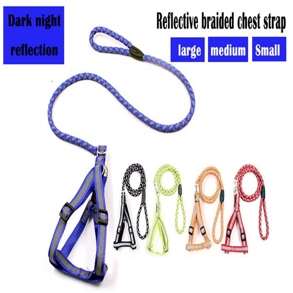 

dog reflective round rope traction rope glow pet dog chain night out luminous chest strap pet supplies traction