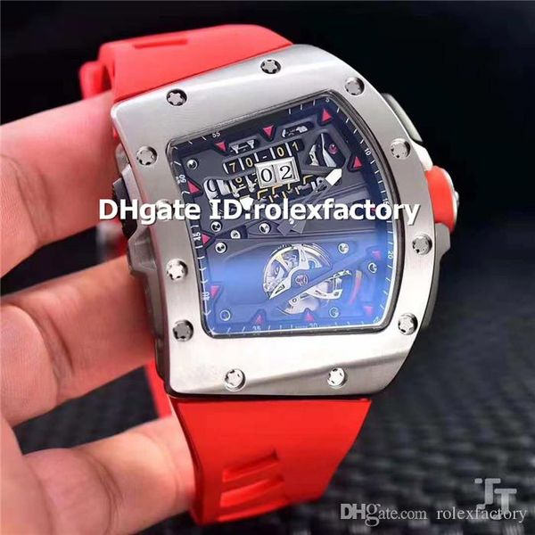 

New luxury 70 01 men watch 316l tainle teel automatic tourbillon apphire red rubber trap luminou port watche