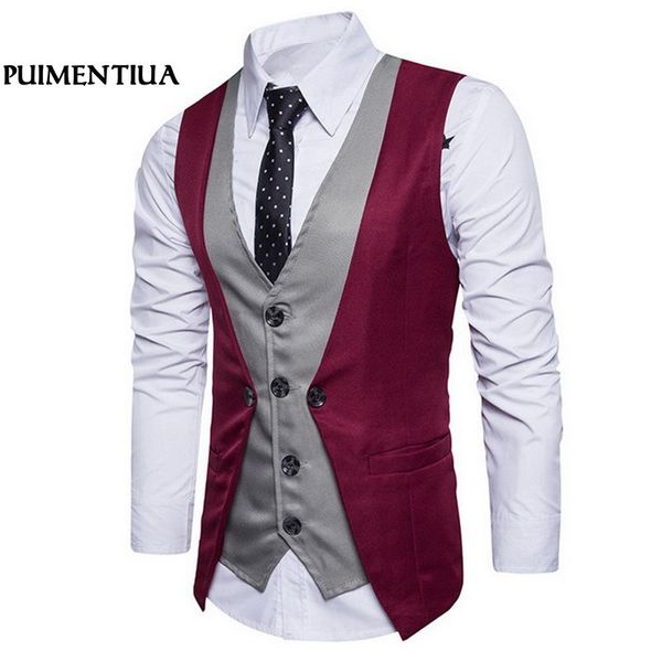 

male waistcoat sleeveless casual classic suit vest men personality slim fit two colors business suit tuxedo vest adisputent 2018, Black;white