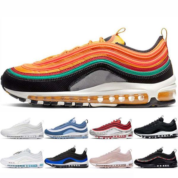 

new arrive m 97 sunburst running shoes for men women designer mens beach reflective bred red leopard triple black sunburst sneakers 36-45