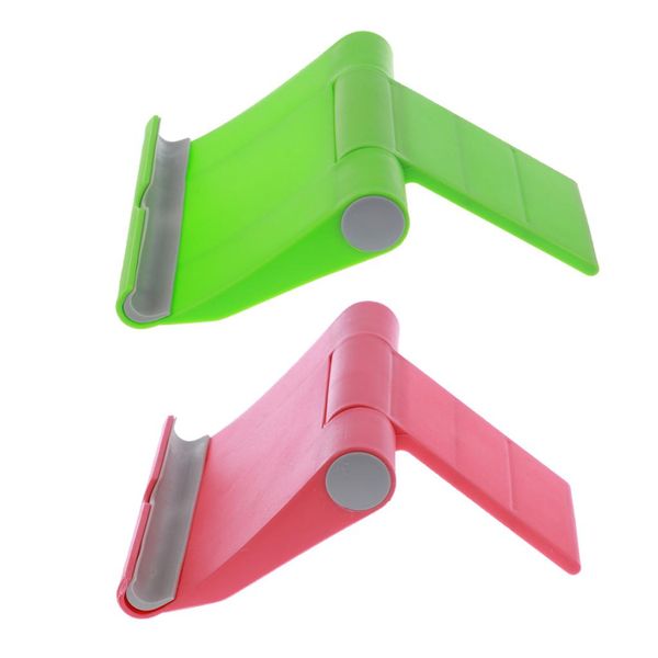 

2pieces foldable abs phone/tablet desk mount ajustable stand holder red+green