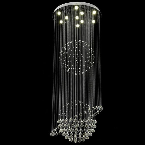 

modern stair lighting long crystal two ball chandelier large flush mount led indoor hallway light fixture hanging cristal lustre