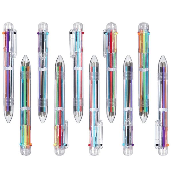 

22 пакет 0.7mm 6-в-1 multicolor шариковая ручка, 6-color выдвижной шариковых ручек для офиса школьные принадлежности студенты дети, Blue;orange