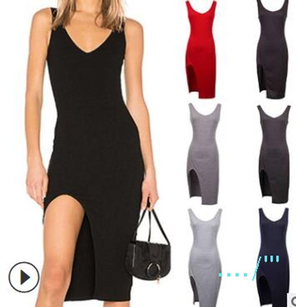 

women long dresses v-neck slit maxi dress irregular slit slim dress asymmetrical sheath long skirt designer party bodycon dress cz421, White