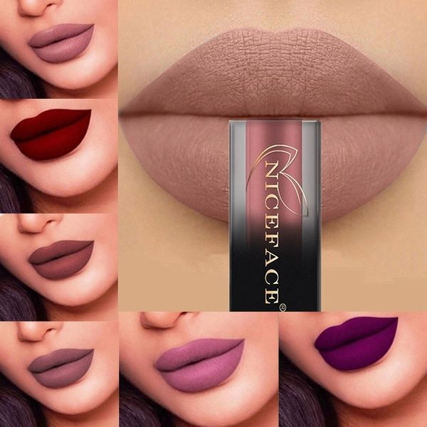 

Niceface matte lip tick long la ting make up red matt lip nude pink purple waterproof velvet women lip liquid lip tick