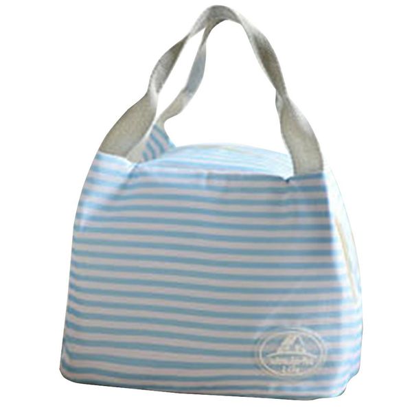 

new stripe dot butterfly insulated lunch bag thermal picnic carry case with handle, Blue;pink