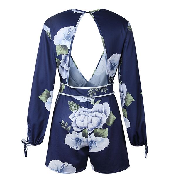 

deep v-neck bodysuit women shorts boho jumpsuit vestido casual floral print summer style beach romper ws5607v, Black;white