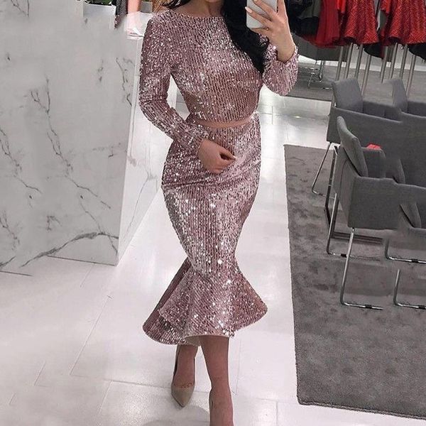 

long sleeve glitter dress women bodycon gowns runway vintage mermaid party dress midi dresses vestdios muje summer 2019 new, Black;gray