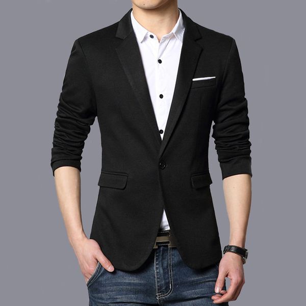

2020 autumn new men's casual suit fashion business solid color classic style blazer coat jacket brand clothing, White;black