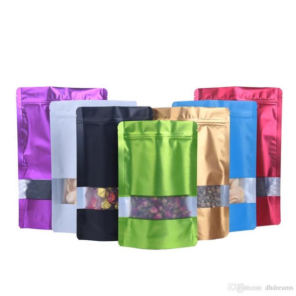 

thick color aluminum foil zipper self-supporting packaging bag food nut matte display window packaging sealed bag