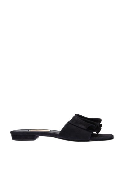 

pearl genuine leather navy blue women 's slippers 120130002224