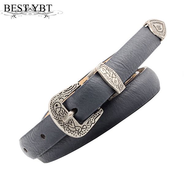 

ybt women belt imitation leather alloy pin buckle with pointed belt vintage thin individual fashion women, Black;brown