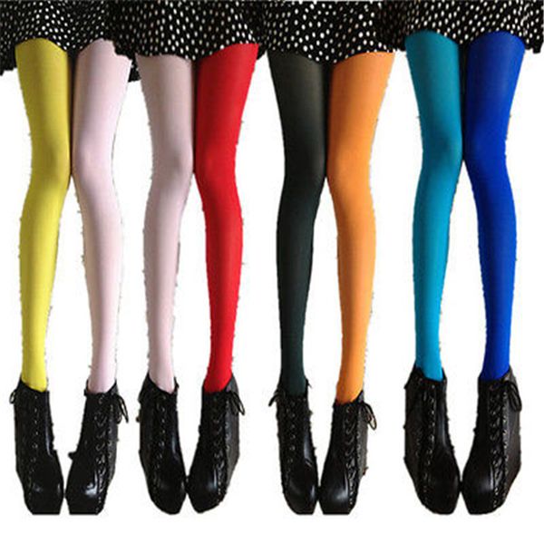 

women patchwork footed tights stretchy pantyhose stockings elastic two color patchwork solid stocking, Black;white