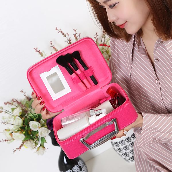 

женщины женский путешествия портативный pu косметический чехол яркий цвет косметический мешок женщина сумки многофункциональный макияж сумка