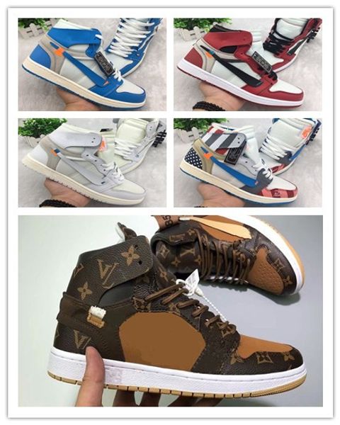 

2019 1 high og travis scotts basketball shoes spiderman unc 1s 3 mens homage to home royal blue men sport designer sneakers trainers, Black