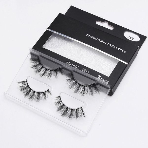 

2 pairs faux 3d mink lashes natural long false eyelashes dramatic volume fake lashes makeup extension eyelashes dropship