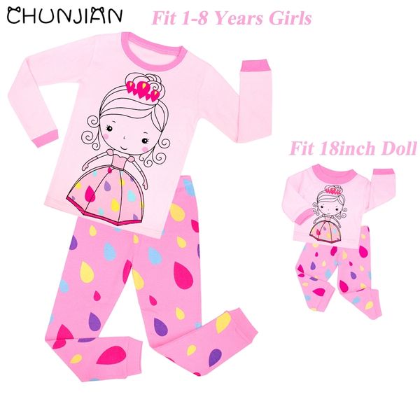 

baby doll clothing sets girls long sleeve pajamas kids princess home clothing children cartoon sleepwear pijamas 2-8t y200704, Blue;red