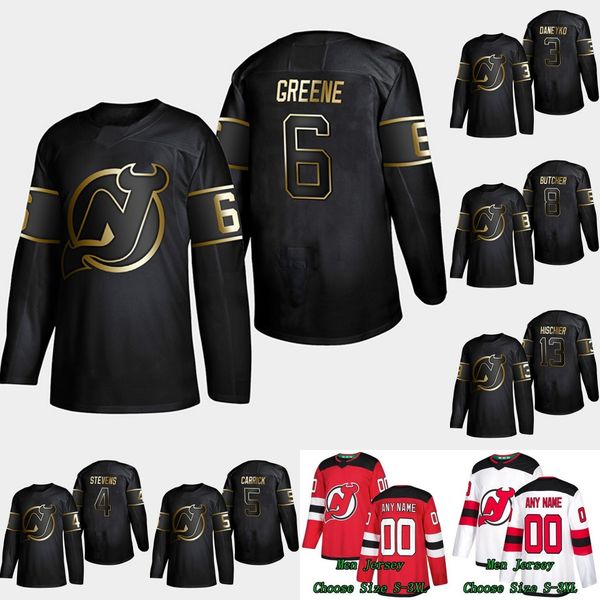 

6 Andy Greene 2019 Gold Black New Jersey Devils 5 Connor Carrick 13 Nico Hischier 3 Ken Daneyko 4 Scott Stevens 8 Will Butcher Jerseys