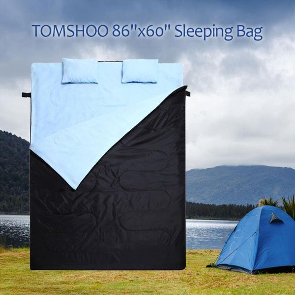 

lightweight double sleeping bag of 2 person with 2 pillows waterproof sleeping bags for outdoor camping tent pad