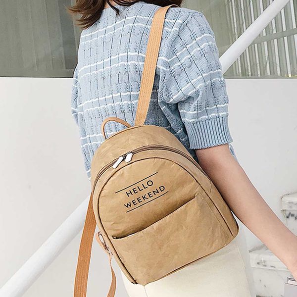 

ocardian backpack women's fashion kraft waterproof shoulder bag solid color letter bags for student mini backpack dropship a26