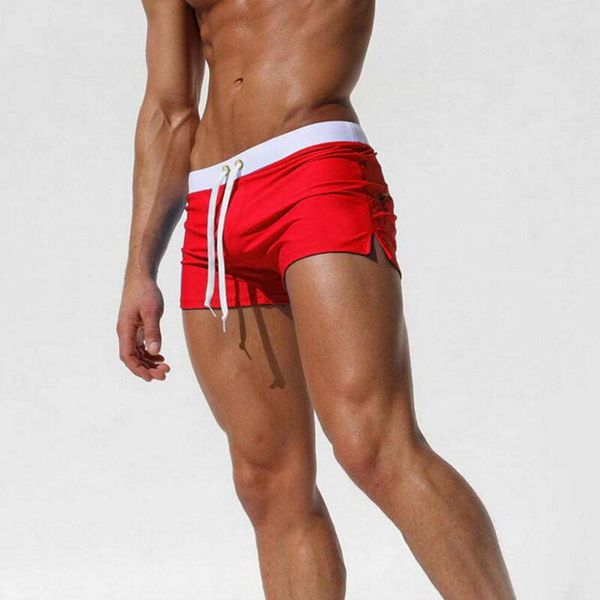 

quick dry buttocks zipper beach shorts high elastic solid color man sports swimwear