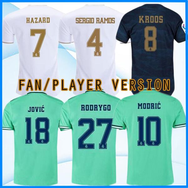 

19 20 player version real madrid soccer jerseys hazard jovic militao camiseta 2019 2020 vinicius asensio football shirt equipment, Black;yellow